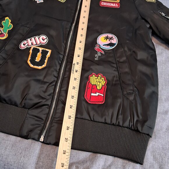 Indigo Rein Bomber Jacket with Patches 90s trending - Picture 10 of 13